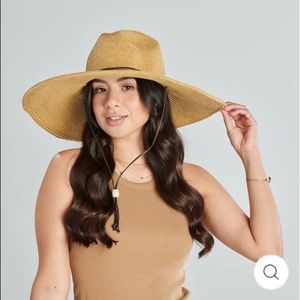 Red black band packable SPF 50 Wide Brim sun hat